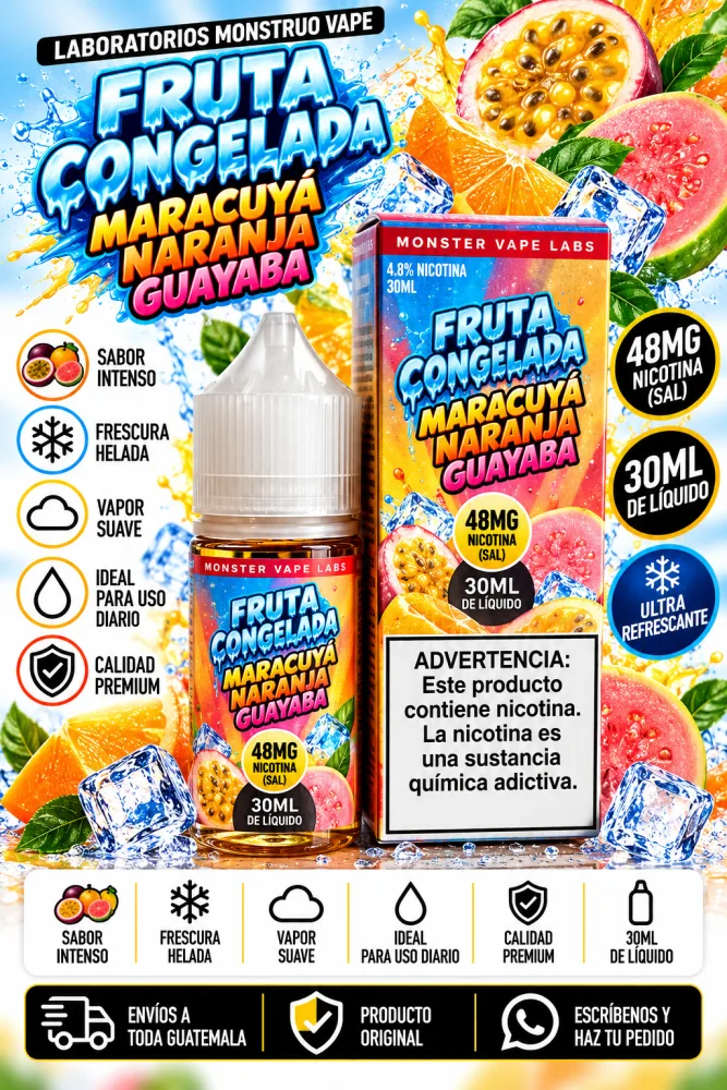 Frozen Fruit Monster Maracuyá Naranja y Guayaba Helado 30ml 48mg