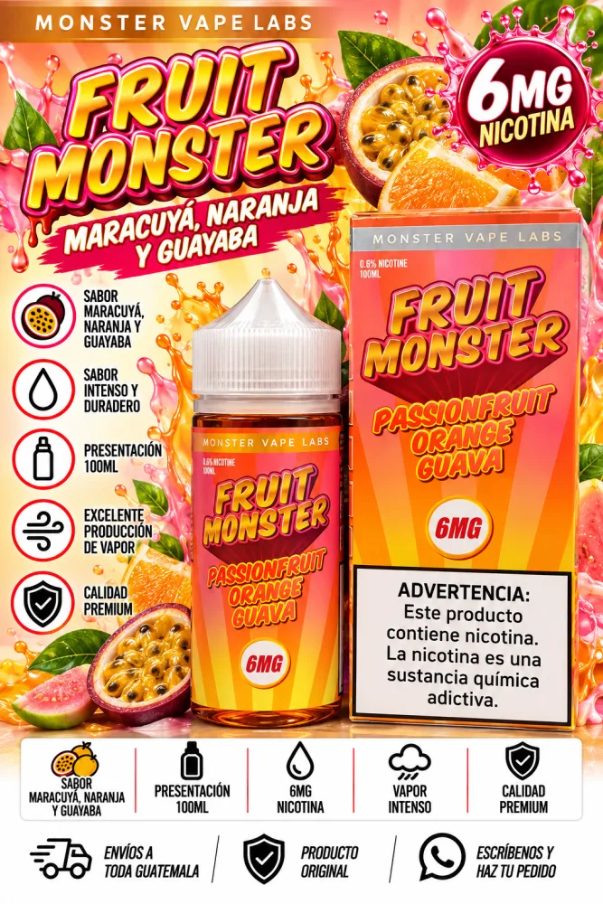 Fruit Monster Maracuyá Naranja y Guayaba 100ml 6mg