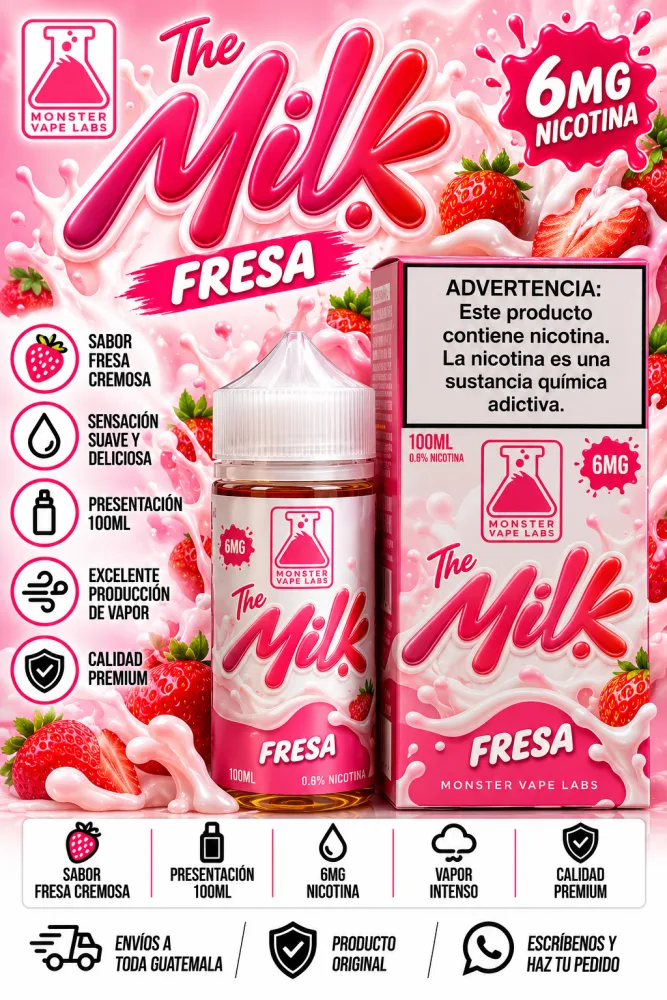 Leche de Fresa Monster Vape Labs 100ml 6mg