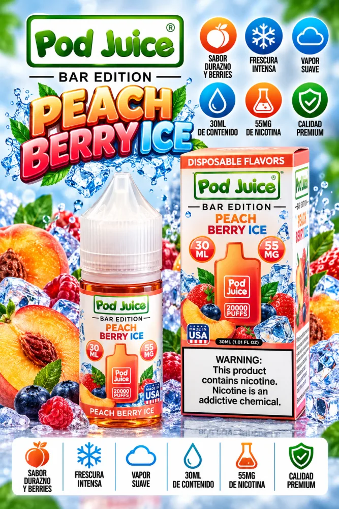 Pod Juice Durazno y Frutos Rojos Helados 30ml 55mg