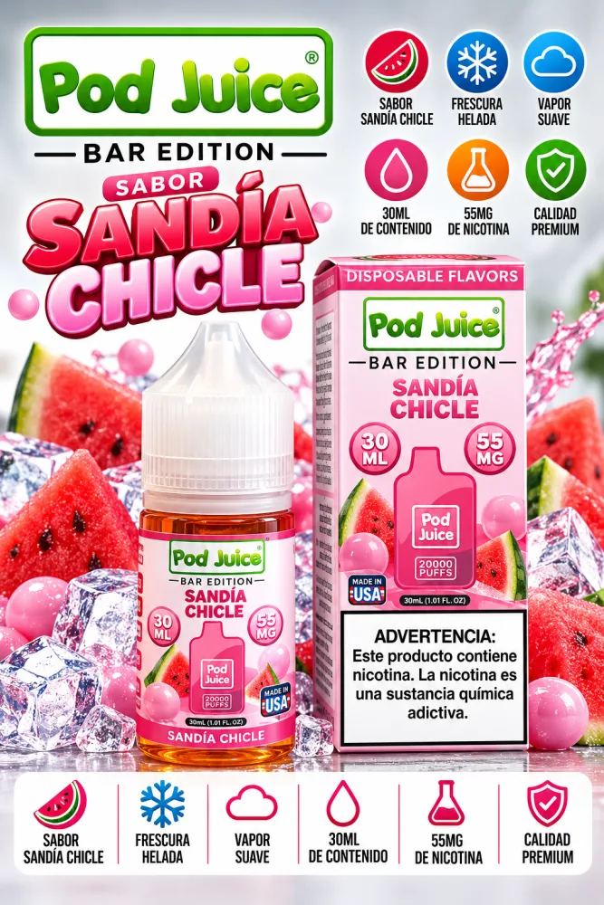 Pod Juice Sandía y Chicle 30ml 55mg