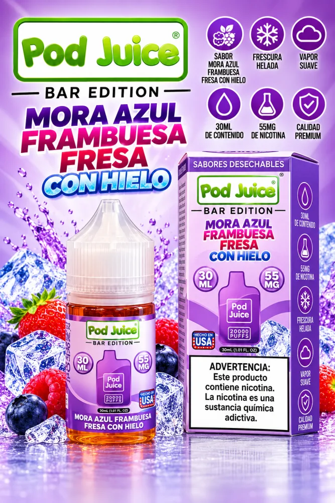 Pod Juice Triple Frutos Rojos Helados 30ml 55mg