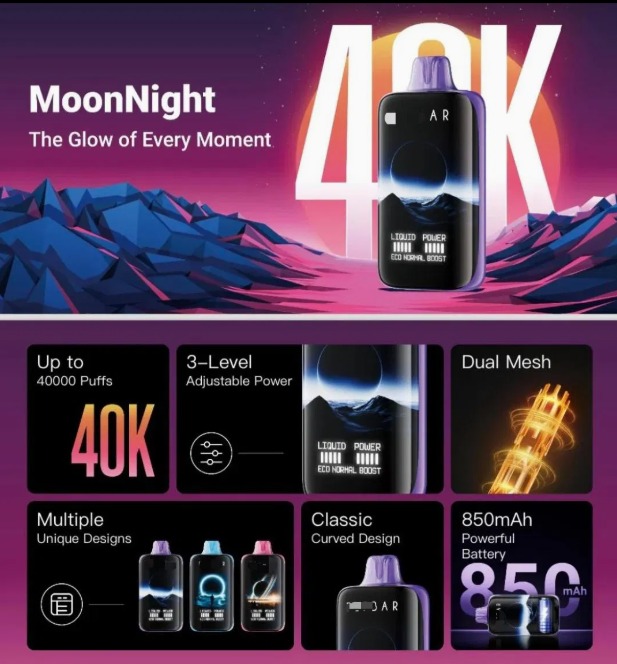 ✅ Elfbar Moon Night 40 000 Puffs Recargable | Vape Desechable con Pantalla LED y Sabores Premium