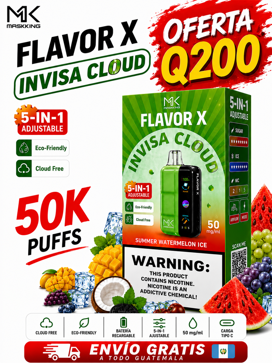 Maskking Flavor 50 MIL PUFF Vape Guatemala