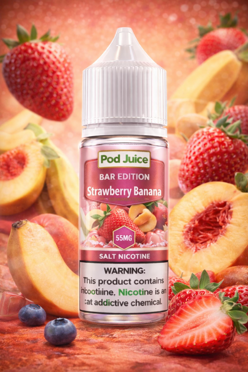 ChatGPT Image 6 ene 2026, 03_33_14 p.m. Pod Juice Strawberry Banana 55mg 30ml | E-Liquid Fresa con Banano Salt Nic - Imagen 1