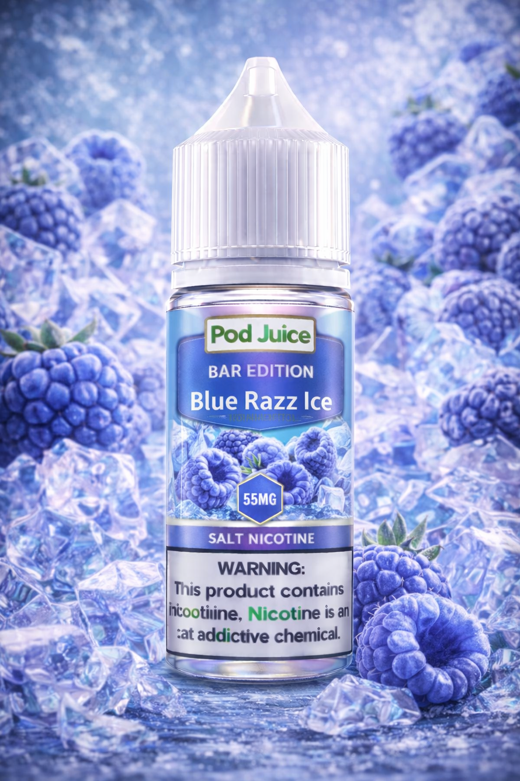 Pod Juice Blue Razz Ice 55mg 30ml | E-Liquid Frambuesa Azul con Hielo