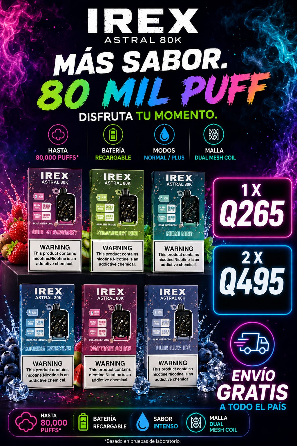 IREX Astral 80K Puff Vapes Guatemala | Dispositivo Premium 80,000 Puffs
