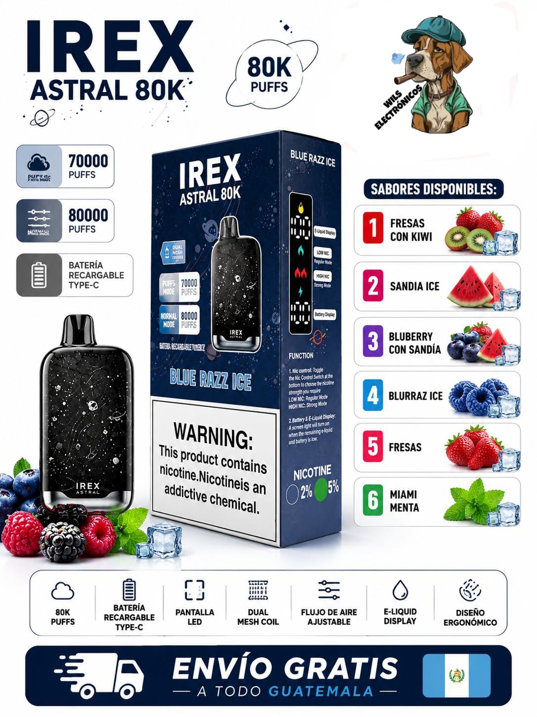 WhatsApp Image 2026-06-19 at 11.33.04 AM IREX Astral 80K Puff Vapes Guatemala | Dispositivo Premium 80,000 Puffs - Imagen 1