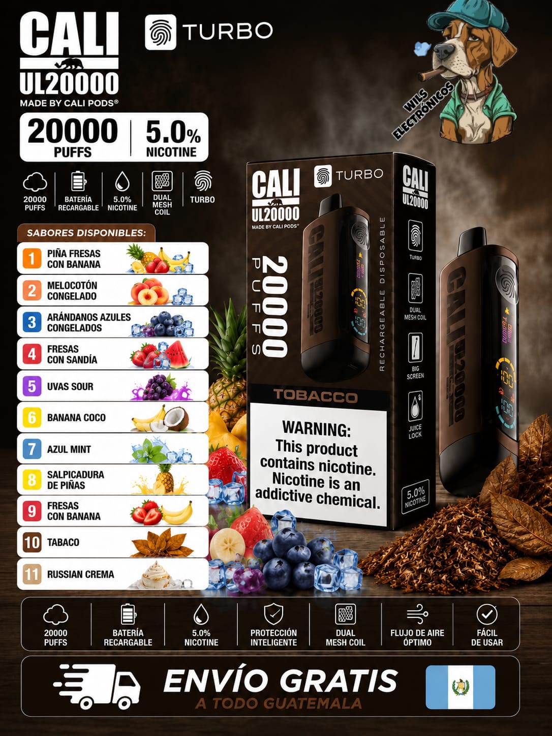 WhatsApp Image 2026-06-19 at 11.39.51 AM CALI UL20000 Turbo Vape Guatemala | 20,000 Puffs y Sabores Premium - Imagen 1