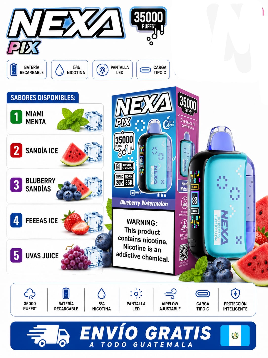Nexa Pix 35000 Puffs Vape Guatemala
