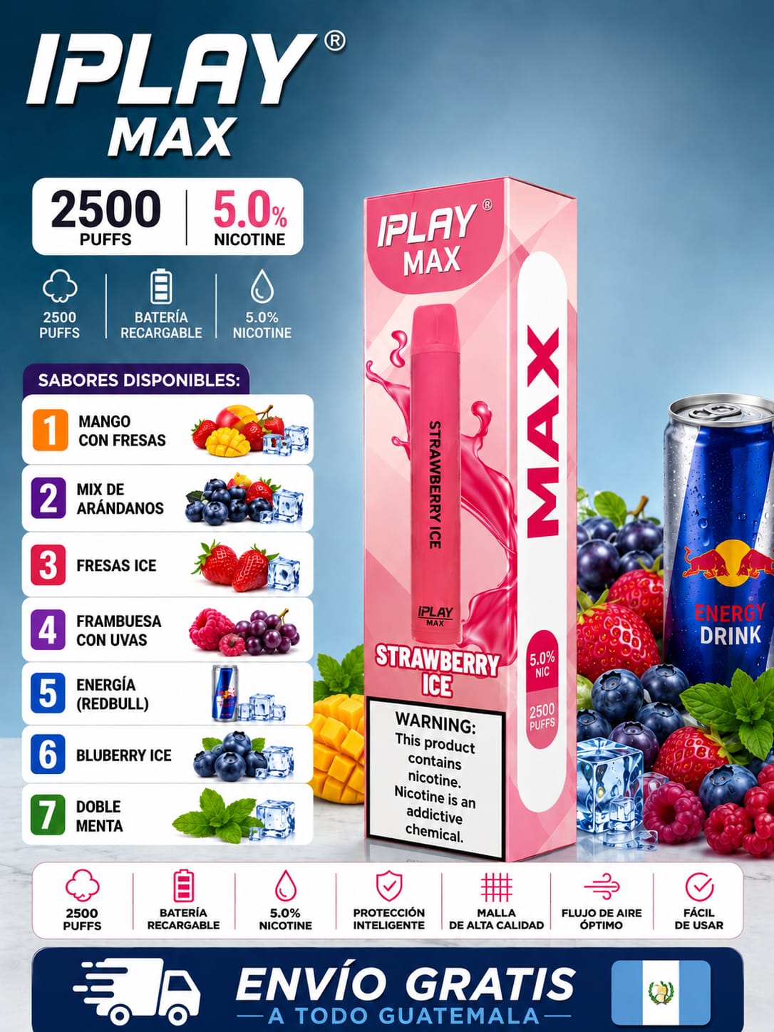 IPlay Max 2500 Puffs Vape Guatemala