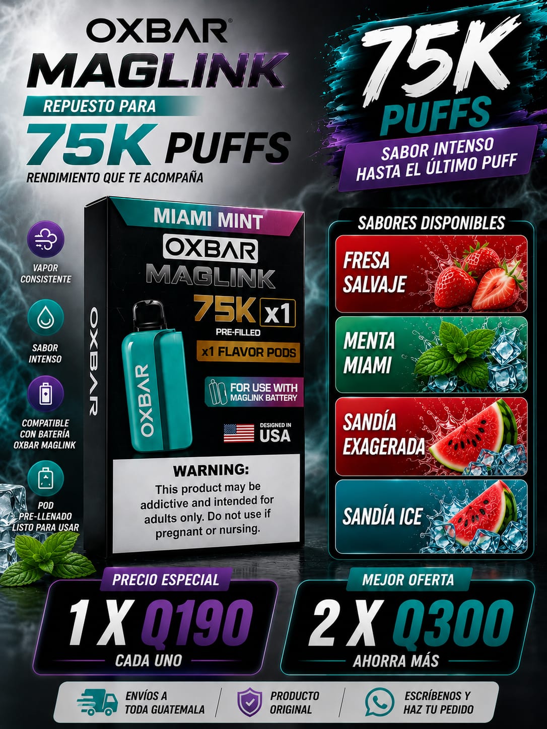 Pod Repuesto Oxbar Maglink 75K | Vapes Guatemala