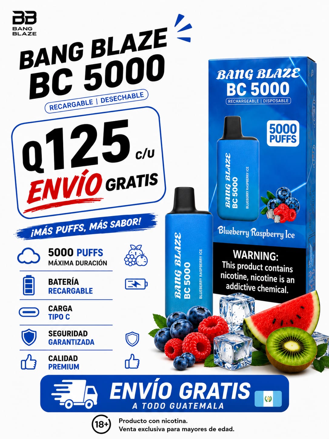 Bang Blaze BC 5000 Vape Recargable 5000 Puffs